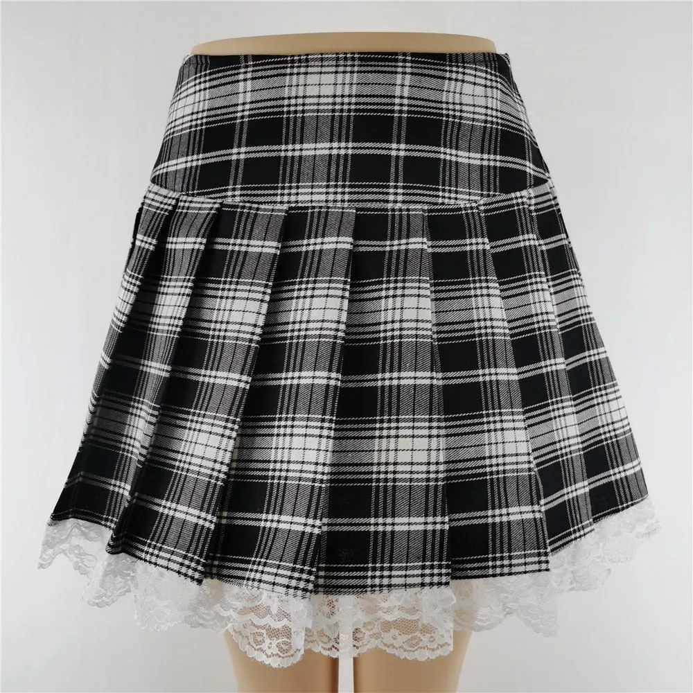 Punk Gothic Black High Waist Black Skirts Bandage Mini Skirt