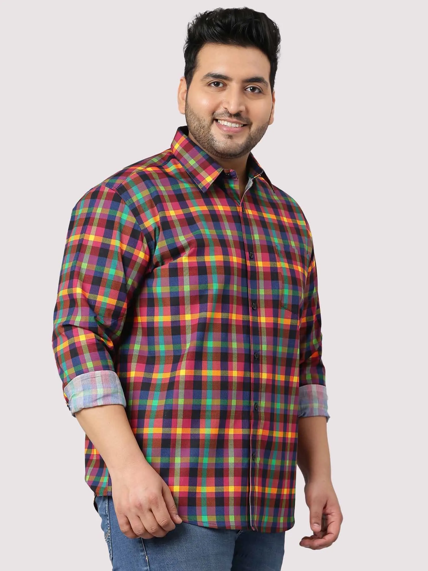 Red & Blue Checks Men's Plus Size