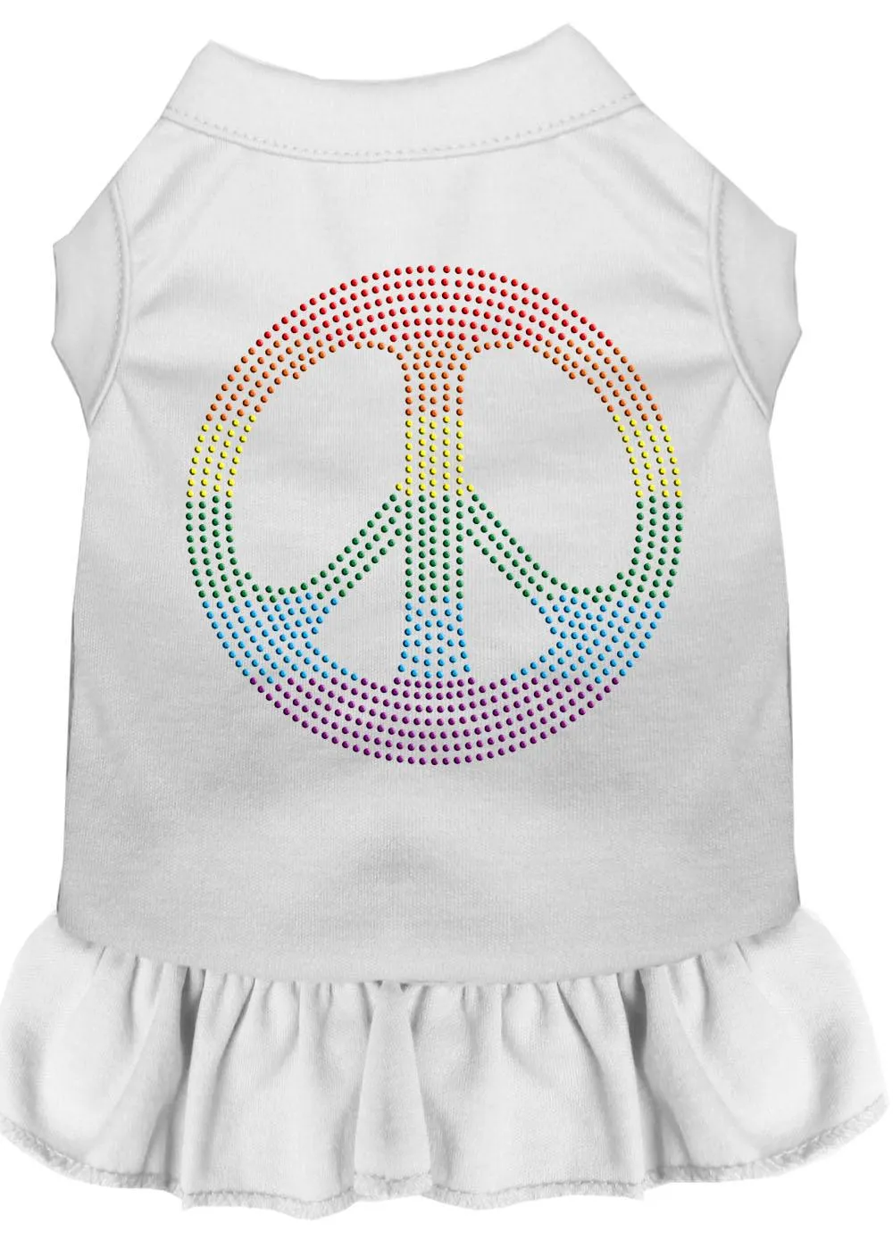 Rhinestone Rainbow Peace Dress White Xl (16)