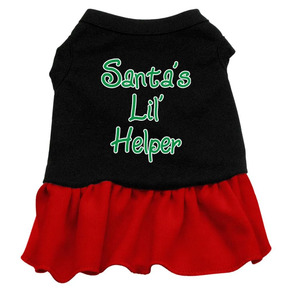 Santa's Lil Helper Screen Print Dress Black with Red XXL (18)