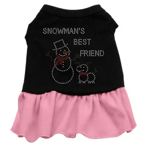 Snowman's Best Friend Rhinestone Dress Black with Pink Med (12)