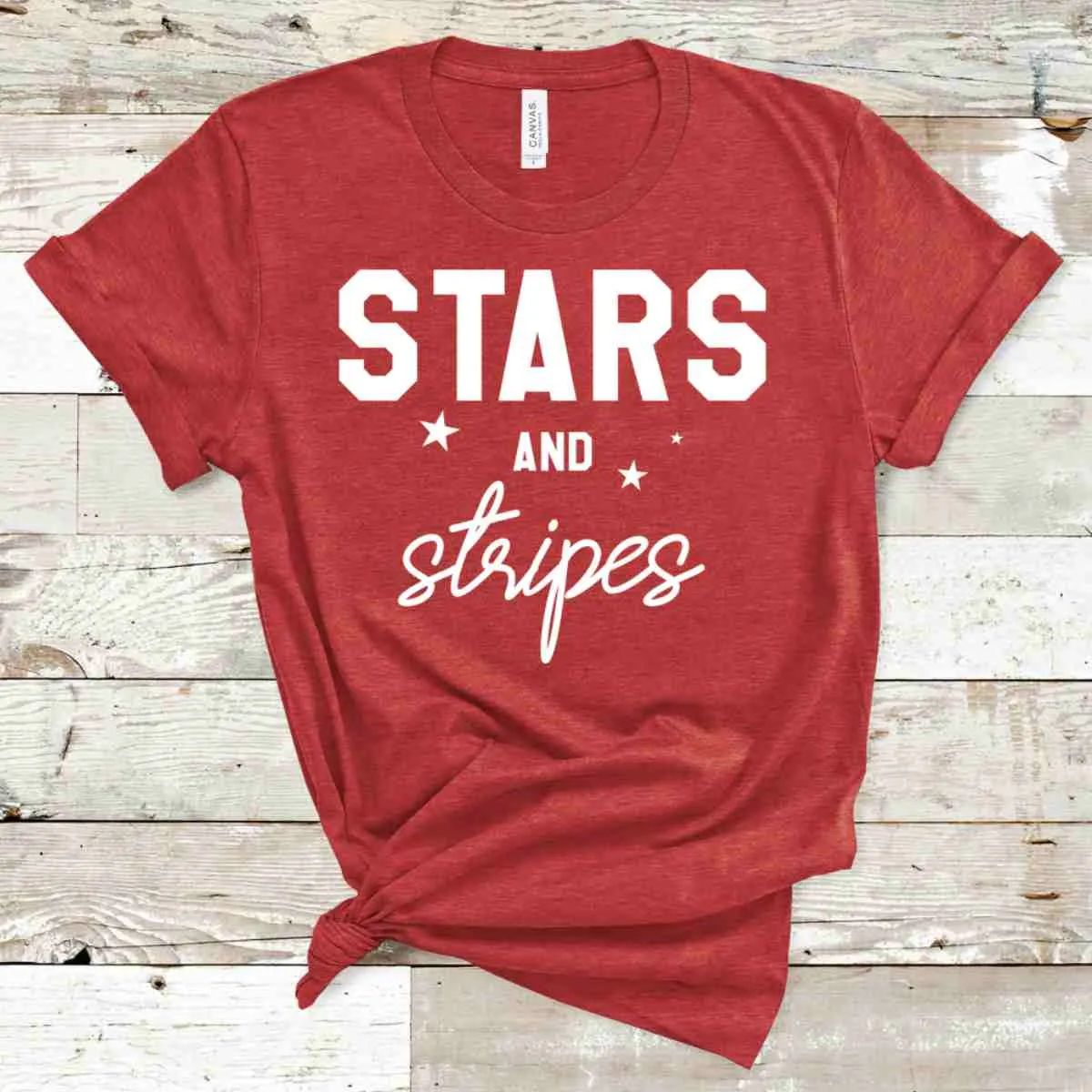 Stars and Stripes 4th of July T-Shirt - Heather Red