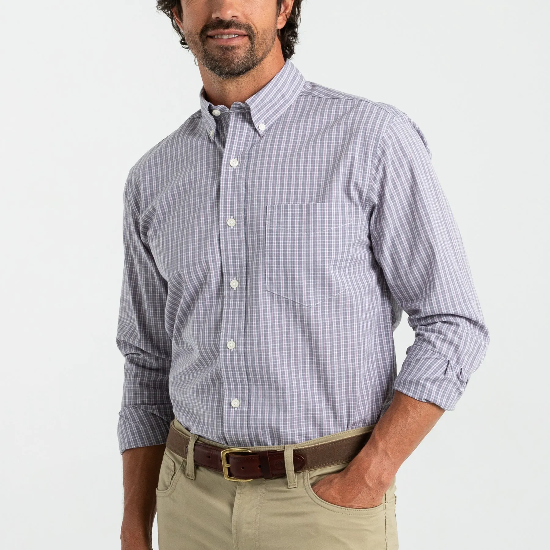 Stirling Plaid Cotton Poplin Sport Shirt