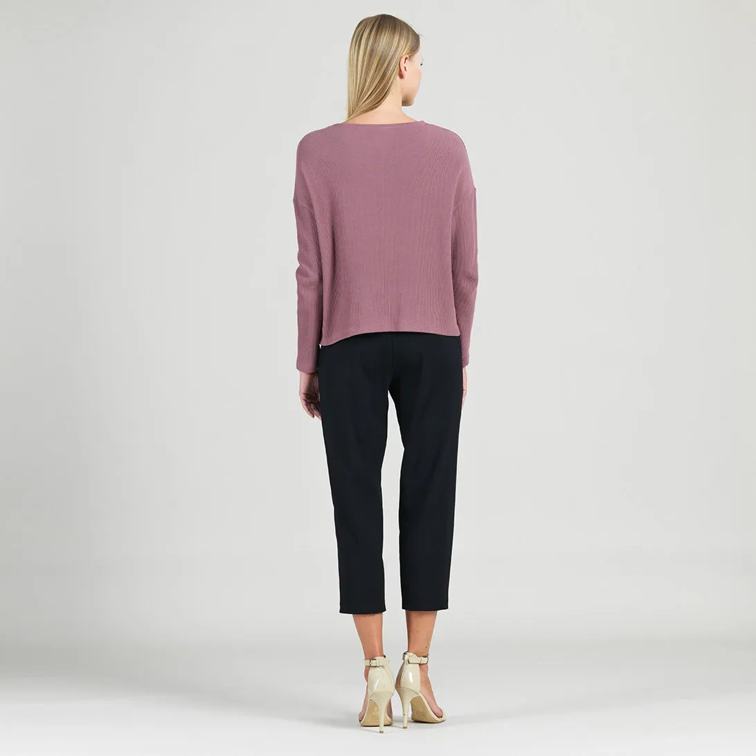 Structured Ribbed Knit - Modern Envelope Hem Sweater - Mauve - Final Sale!