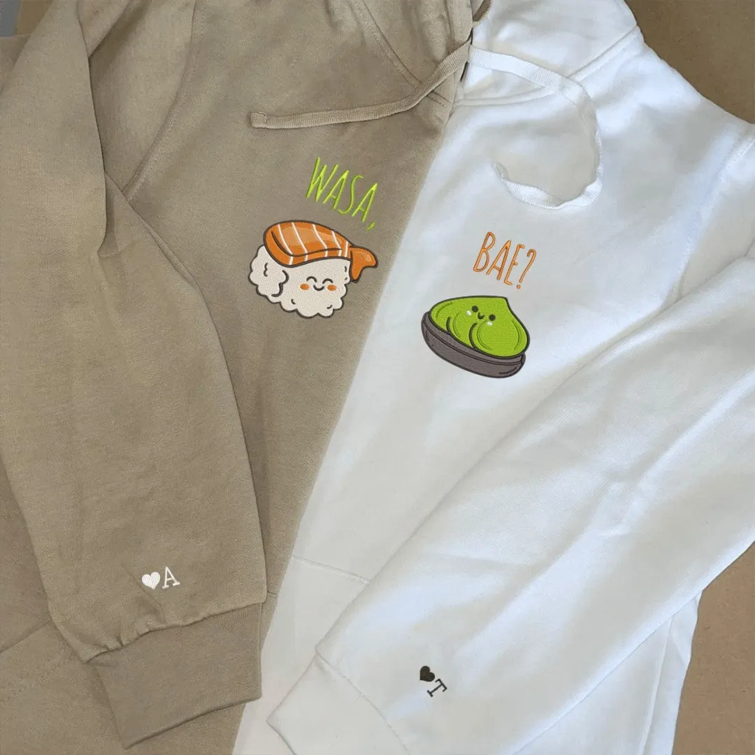 Sushi & Wasabi Matching Couple Hoodies - Personalized Matching Sweatshirts For Couples