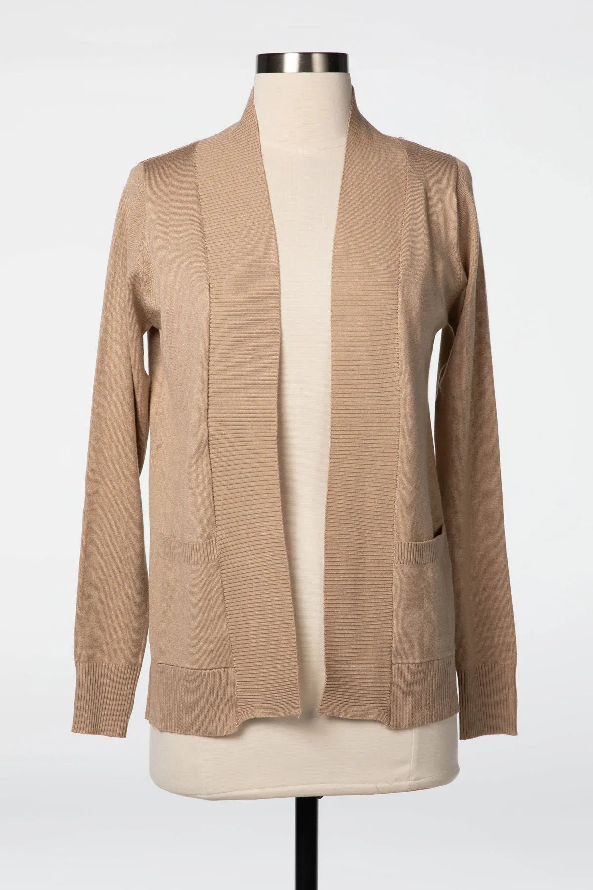 Taupe Long Sleeve Pocket Cardigan