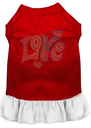 Technicolor Love Rhinestone Pet Dress Red With White Xl (16)