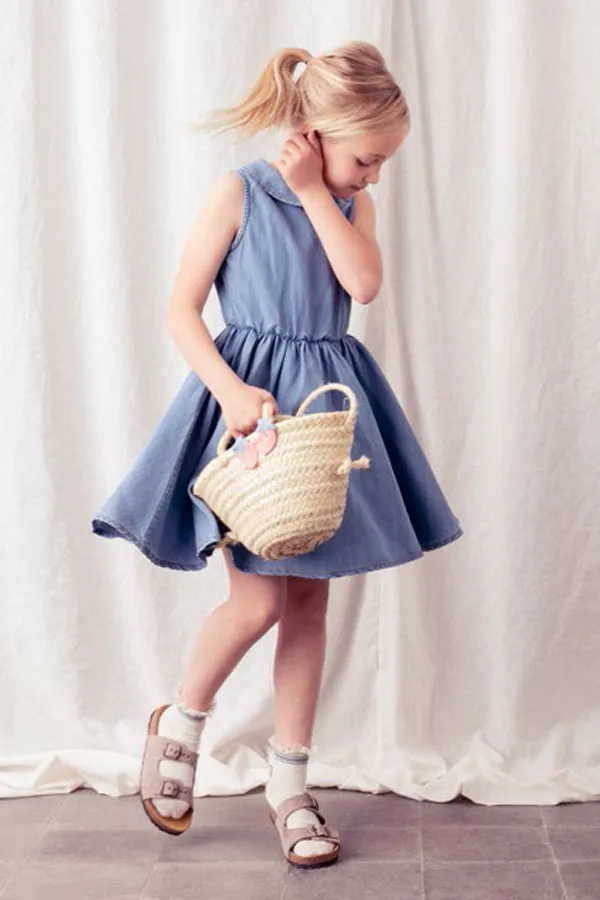 Tocoto Vintage Sleeveless Denim Girls Dress