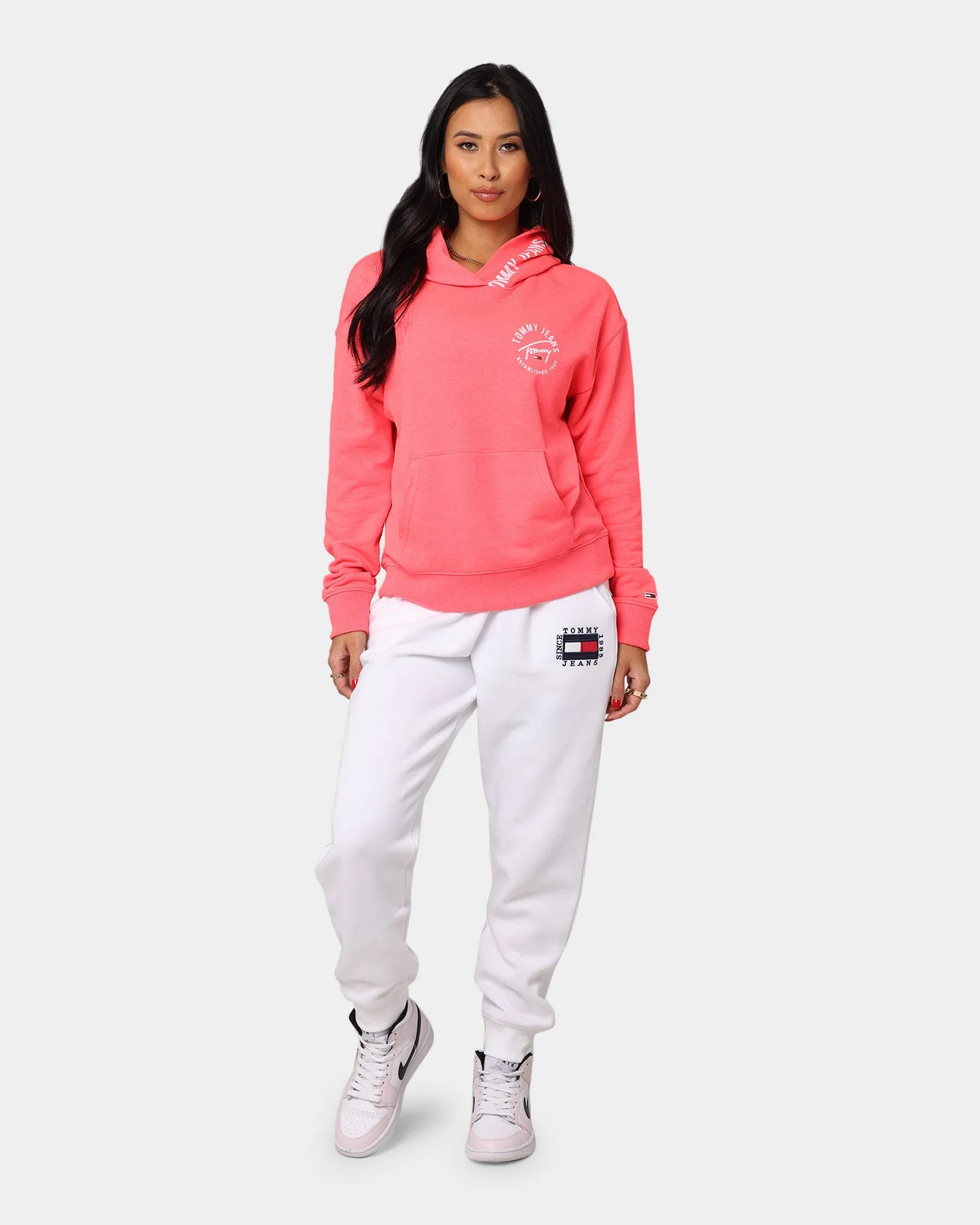 Tommy Jeans Women's Repeat Logo Tape Hoodie Diva Pink