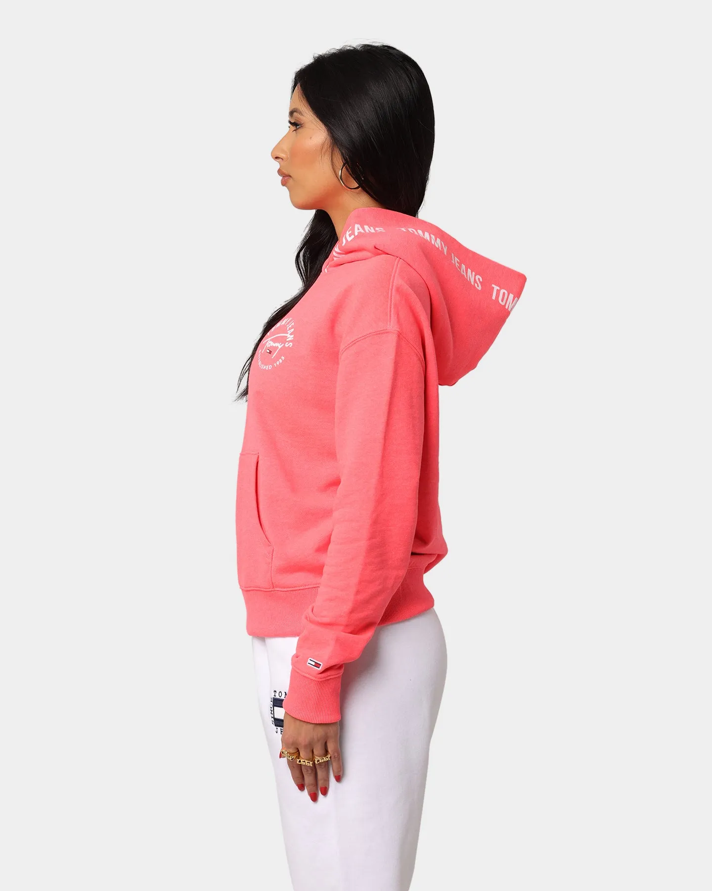 Tommy Jeans Women's Repeat Logo Tape Hoodie Diva Pink