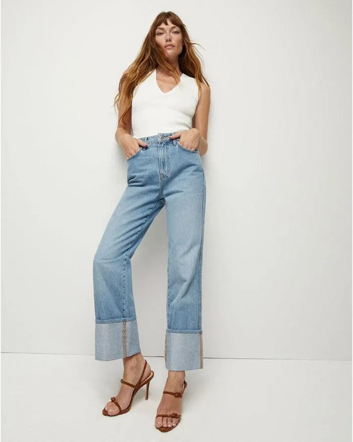 Veronica Beard Dylan Straight Leg Cuff Jeans