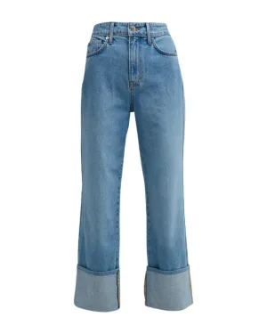 Veronica Beard Dylan Straight Leg Cuff Jeans