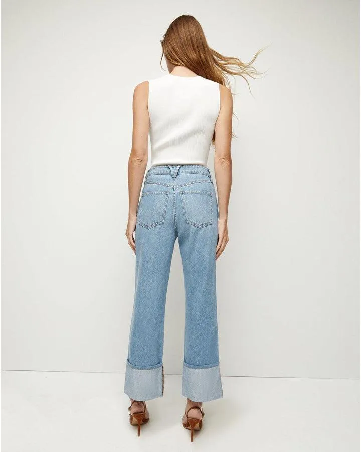 Veronica Beard Dylan Straight Leg Cuff Jeans