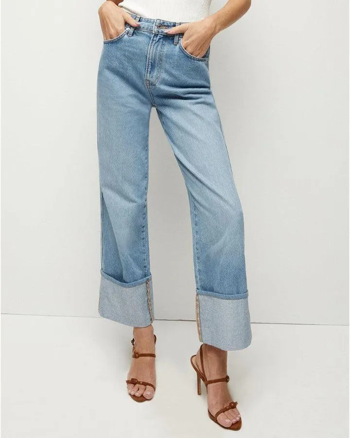 Veronica Beard Dylan Straight Leg Cuff Jeans