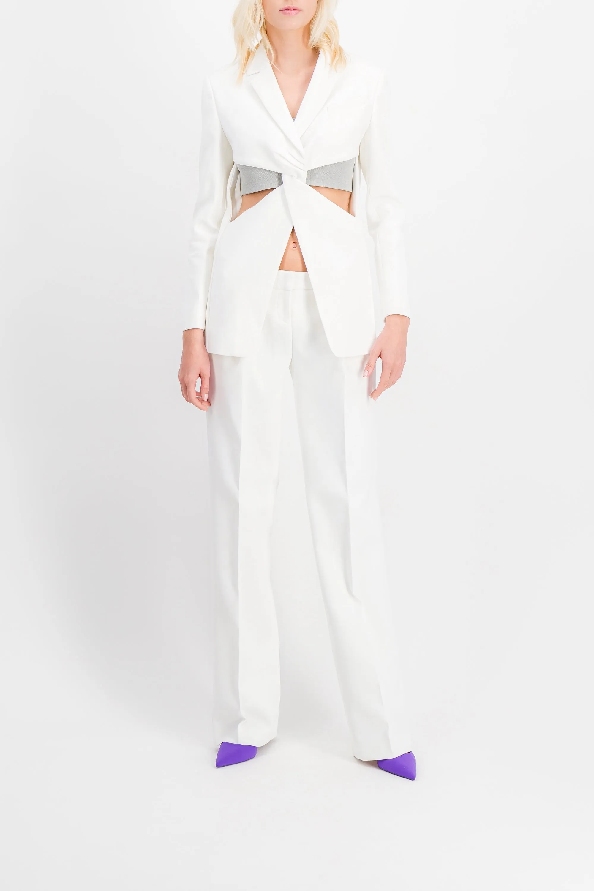 White low rise loose tailored pants