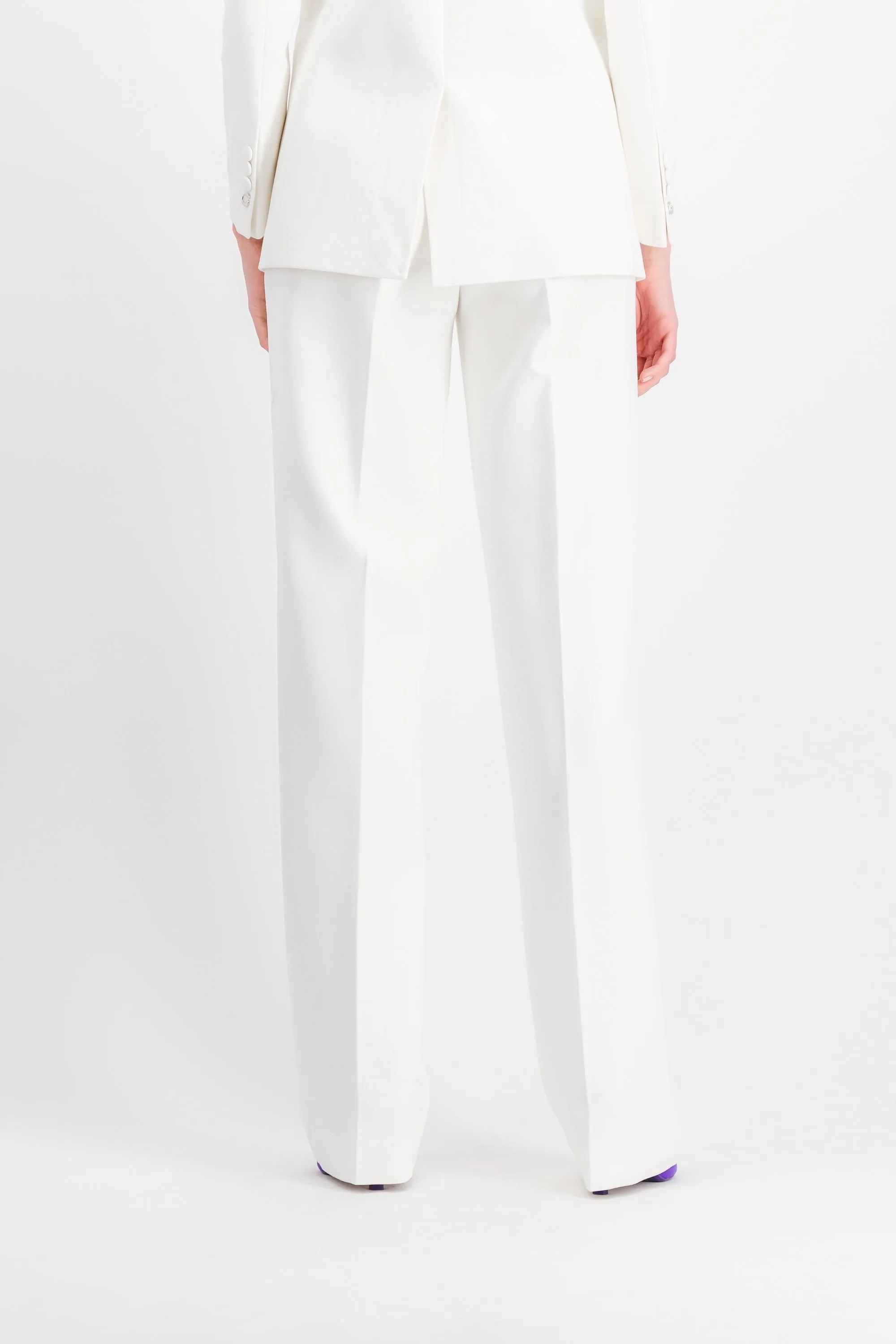 White low rise loose tailored pants