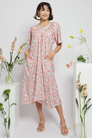 Whitney V Dress in Pink Floral