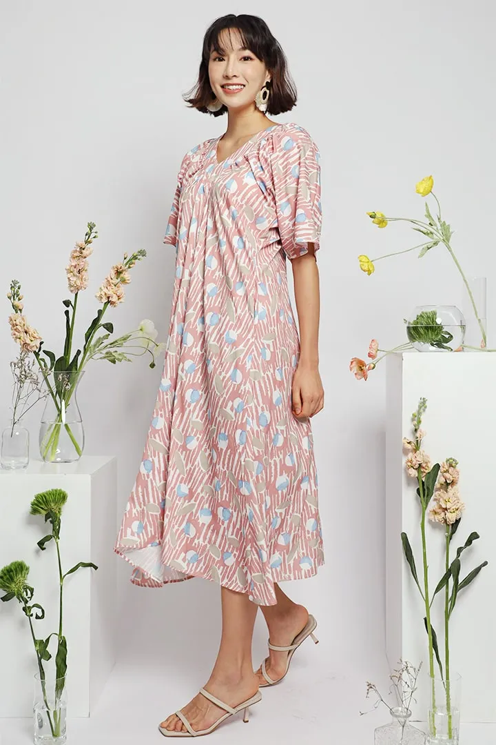 Whitney V Dress in Pink Floral